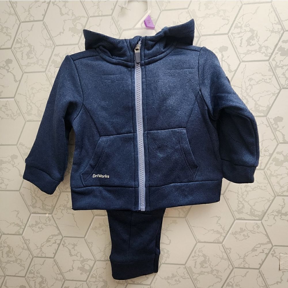 Nwt Athletic Work Boy 12 mon Tech FleeceZip Hoodie and Jogger Pants Outfit, 2pc